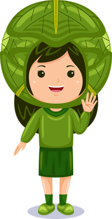 Girl in cabbage costume  Illustration