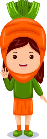Girl Kids Carrot Character Costume Illustration