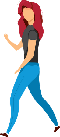 Girl in casual wear walk  Illustration