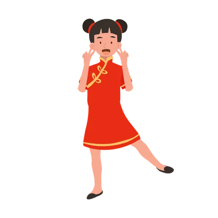 Girl in chinese traditional dress is dancing  Illustration