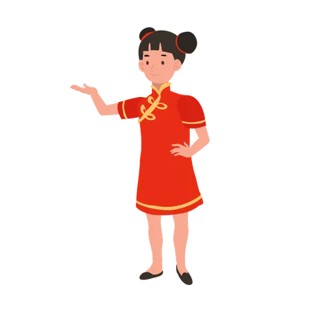 Girl in chinese traditional dress is dancing  Illustration