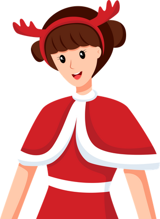 Girl in Christmas costume  Illustration