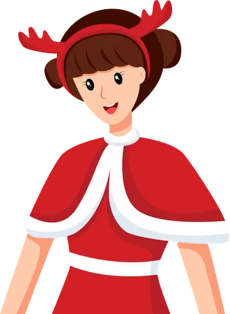 Girl in Christmas costume  Illustration