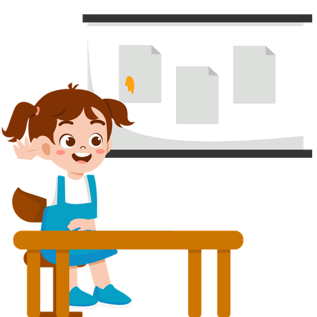 Girl in classroom  Illustration