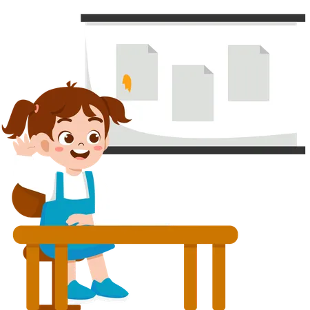 Girl in classroom  Illustration