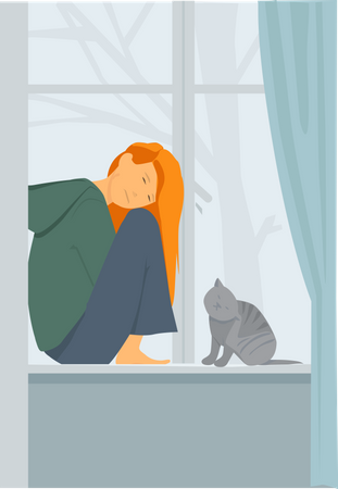 Girl in depression  Illustration