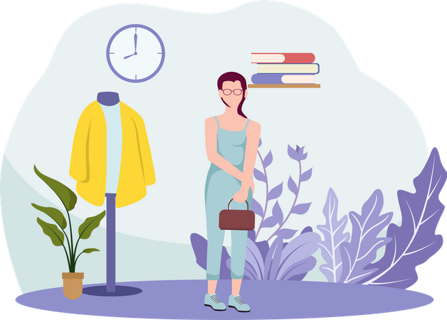 Girl in designer studio  Illustration
