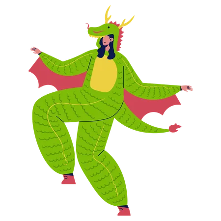 Girl in Dragon Costume  Illustration