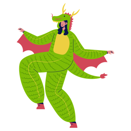 Girl in Dragon Costume  Illustration