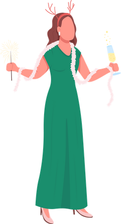 Girl in dress on festive party Illustration