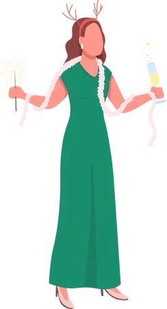 Girl in dress on festive party Illustration