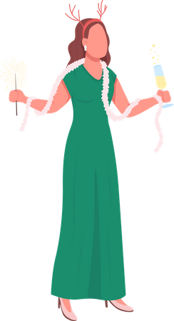 Girl in dress on festive party  Illustration