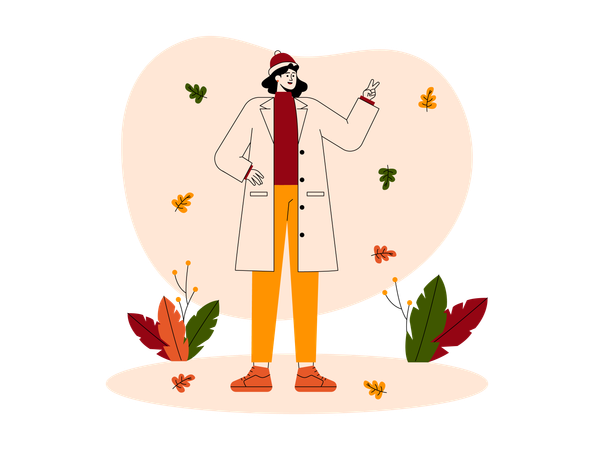 Girl in Fall Season  Illustration