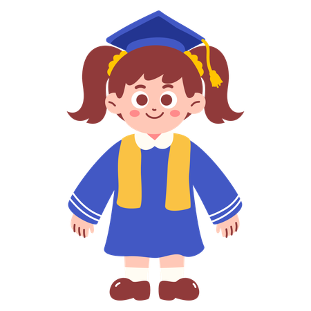 Girl in graduation dress  Illustration