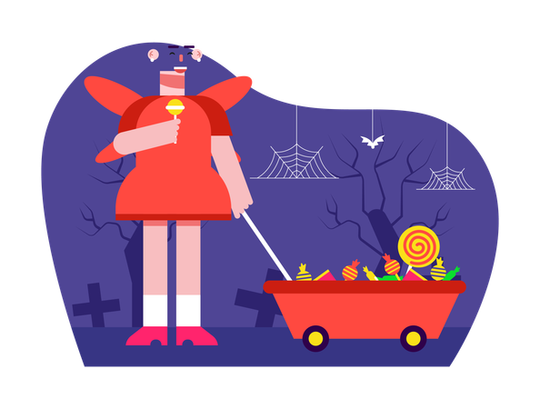 Girl in halloween costume  Illustration