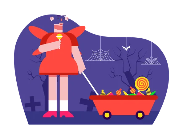 Girl in halloween costume  Illustration