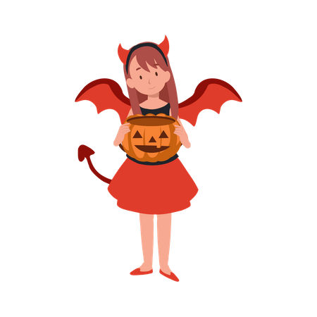 Girl in halloween costumes Illustration