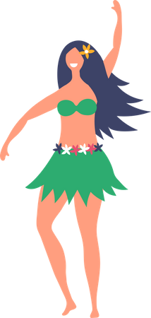 Girl in hawaiian hula cloth  Illustration