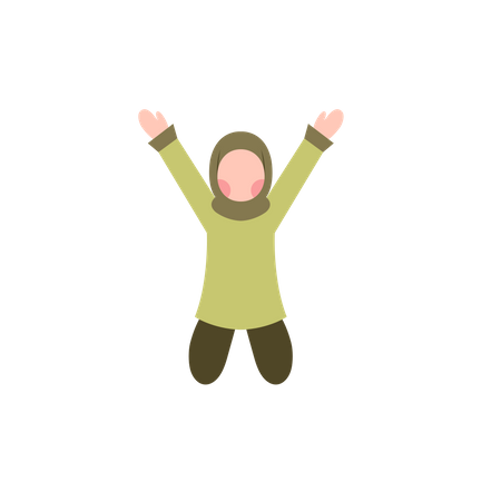 Girl in hijab jumping  Illustration