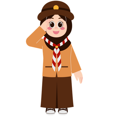 Girl In Hijab Saluting  Illustration