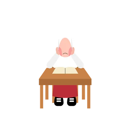 Girl in hijab studying  Illustration