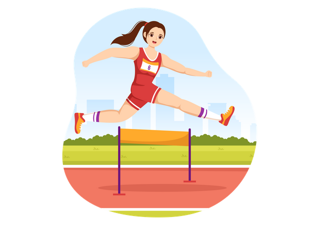 Girl in Hurdle race  Illustration