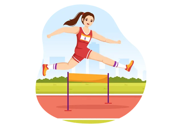 Girl in Hurdle race  Illustration