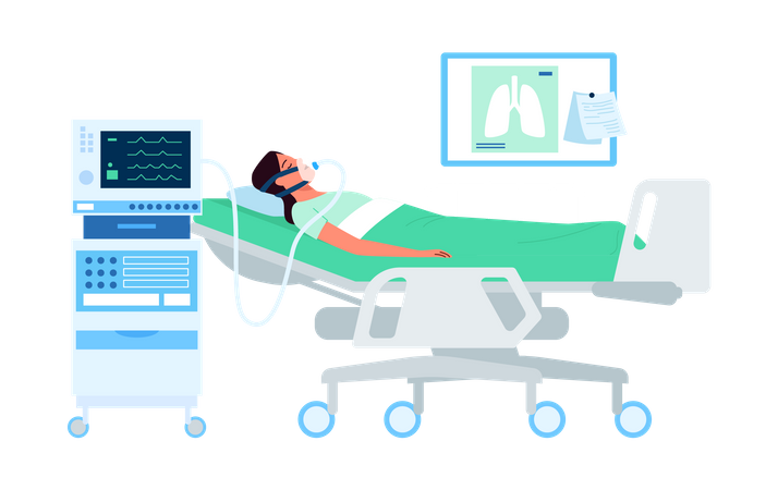Girl in ICU  Illustration