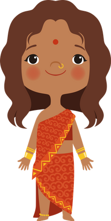 Girl In Indian Cloth  Illustration