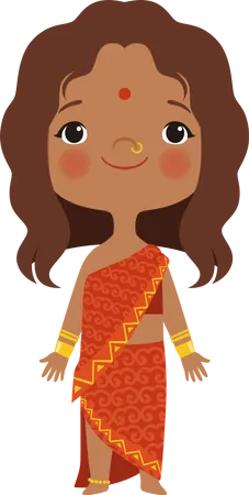 Girl In Indian Cloth  Illustration