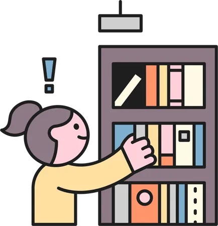 Girl in library  Illustration