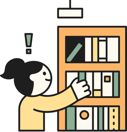 Girl in library  Illustration