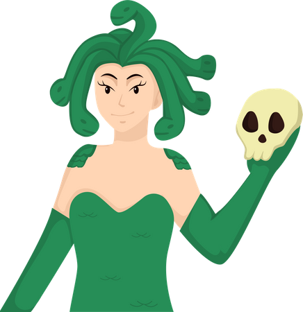 Girl In Medusa Costume  Illustration