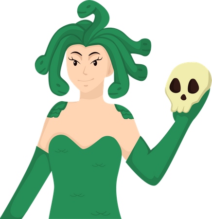 Girl In Medusa Costume  Illustration