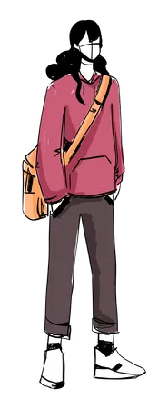 Girl in modern clothes  Illustration