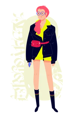 Girl in modern clothes  Illustration