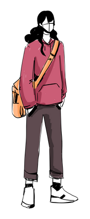 Girl in modern clothes  Illustration