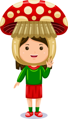 Girl in mushroom costume  Illustration