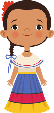 Girl In Nationalities Cloth Illustration