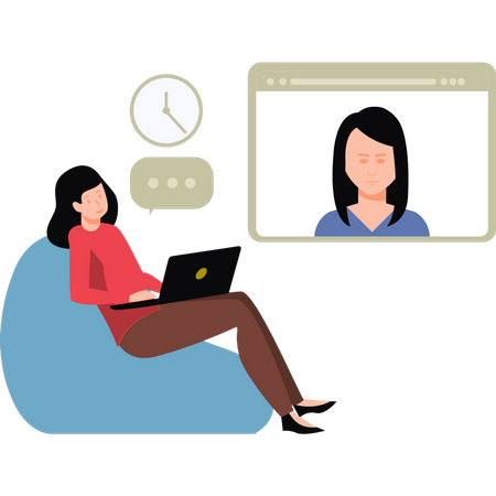 Girl in online meeting  Illustration