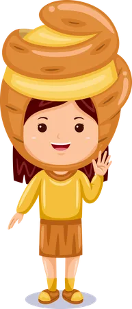 Girl Kids Potato Character Costume Illustration