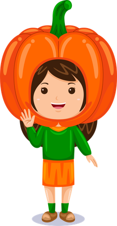 Girl in pumpkin costume  Illustration