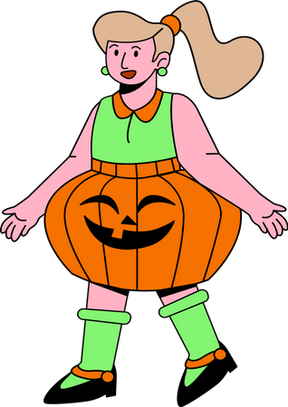 Girl in Pumpkin costume Illustration