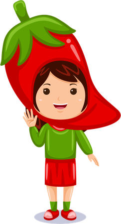Girl in red chili costume  일러스트레이션