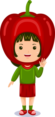 Girl in red pepper costume  Illustration