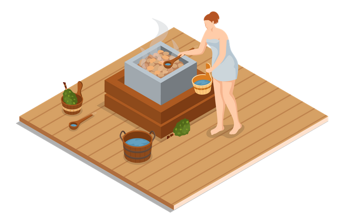 Girl in sauna  Illustration