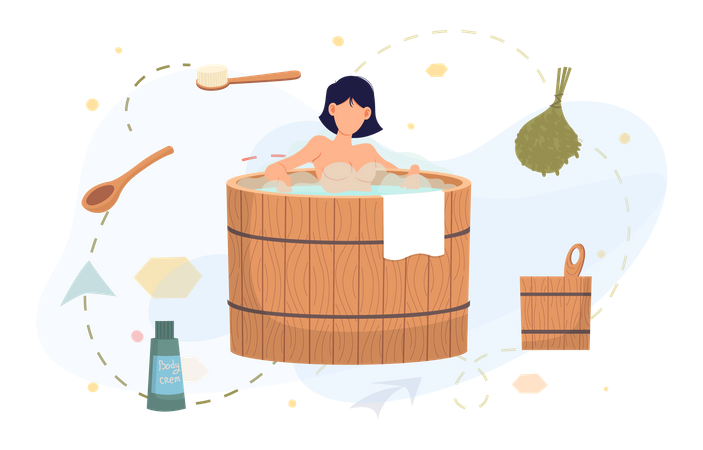 Girl in sauna  Illustration