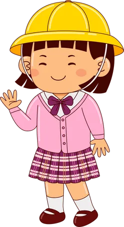 Girl In School Dress  Illustration