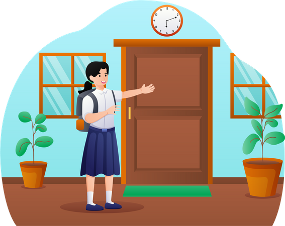 Girl in school  Illustration