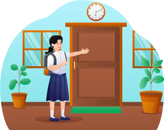 Girl in school  Illustration